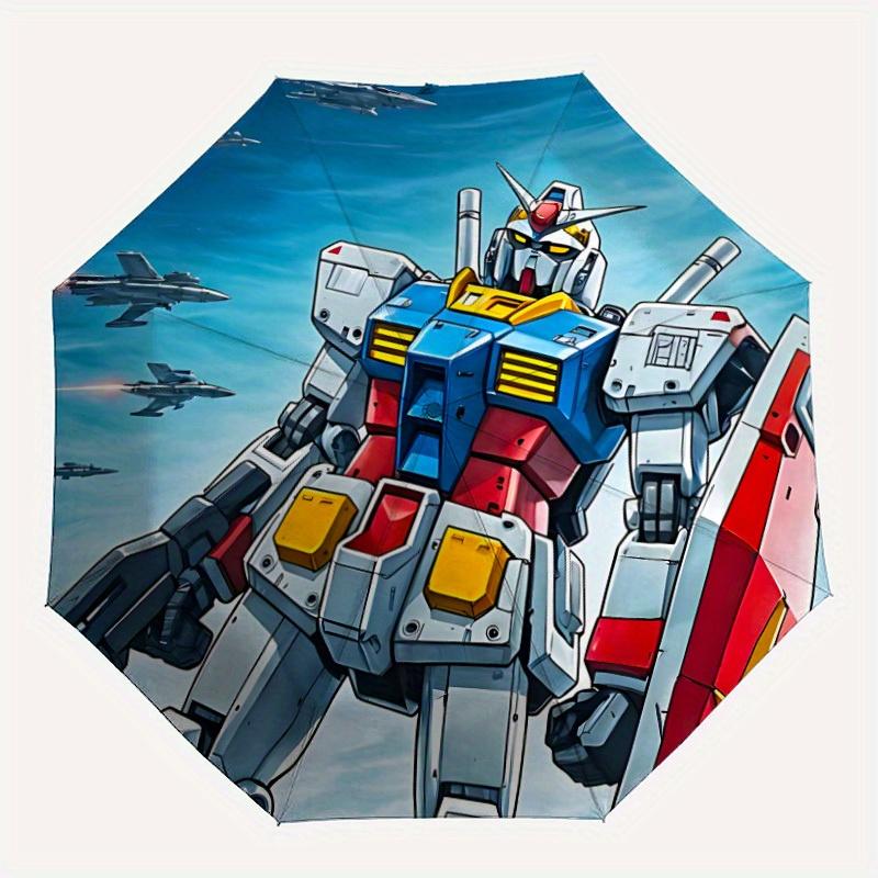 Автоматический зонт-трость Gundam Mecha, Прочный железный каркас, Складная портативная конструкция, Для путешествий, Ежедневного использования 195