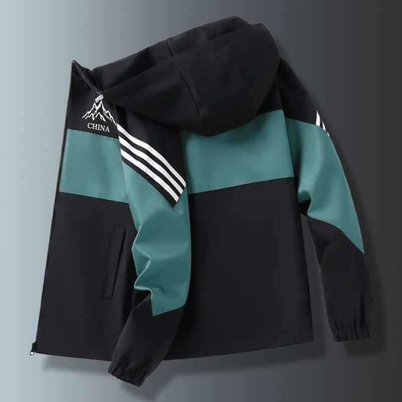 Куртка с капюшоном мужская весна-осень корейский стиль свободная цветная куртка для спорта на открытом воздухе модная повседневная куртка мужская одежда