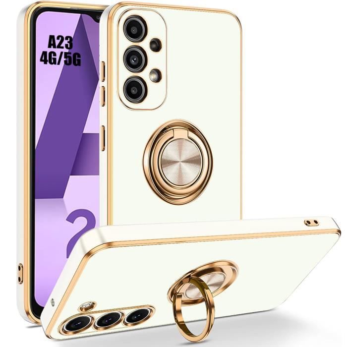 Защитный чехол - BOOLING - для Samsung Galaxy A23 4G-5G - Гибкий - С вращающимся кольцом-подставкой - Белый