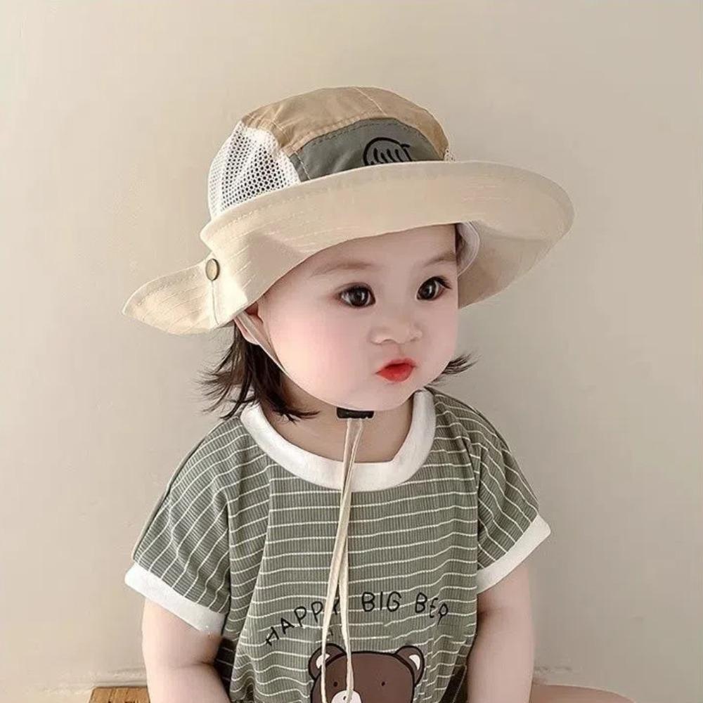 Mesh Kids Bucket Hats Quick Drying Children Fisherman Hat New Drawstring Basin Cap  Outdoor