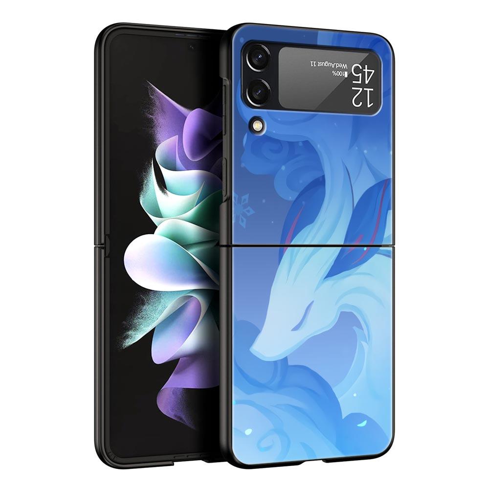 Для Samsung Galaxy Z Flip 3 4 5 Жесткий Черный Складной ПК Чехол для Телефона Логотип Genshin Impact Для Samsung Z Flip3 Чехол Защитная Оболочка