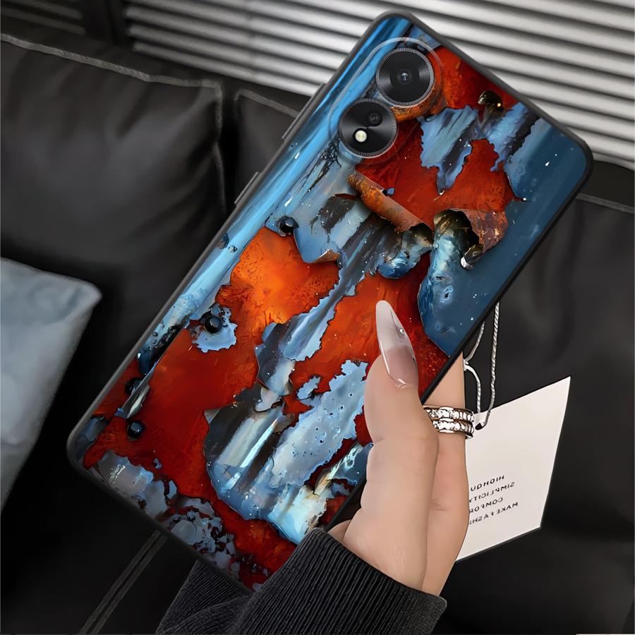 Чехол со следами ржавчины для Oppo A17 A32 A73 A53 A9 A38 A18 A31 A72 A52 A12 A36 A54 A15 A32 A16 A33 A71 A11 A37