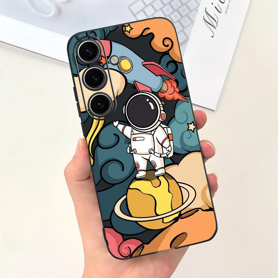 Чехол для Samsung Galaxy S24 Plus Милый Желтый Утенок Астронавт Матовый Силиконовый Мягкий Чехол для Samsung S 24 S24 Ultra S24+ 5G Funda