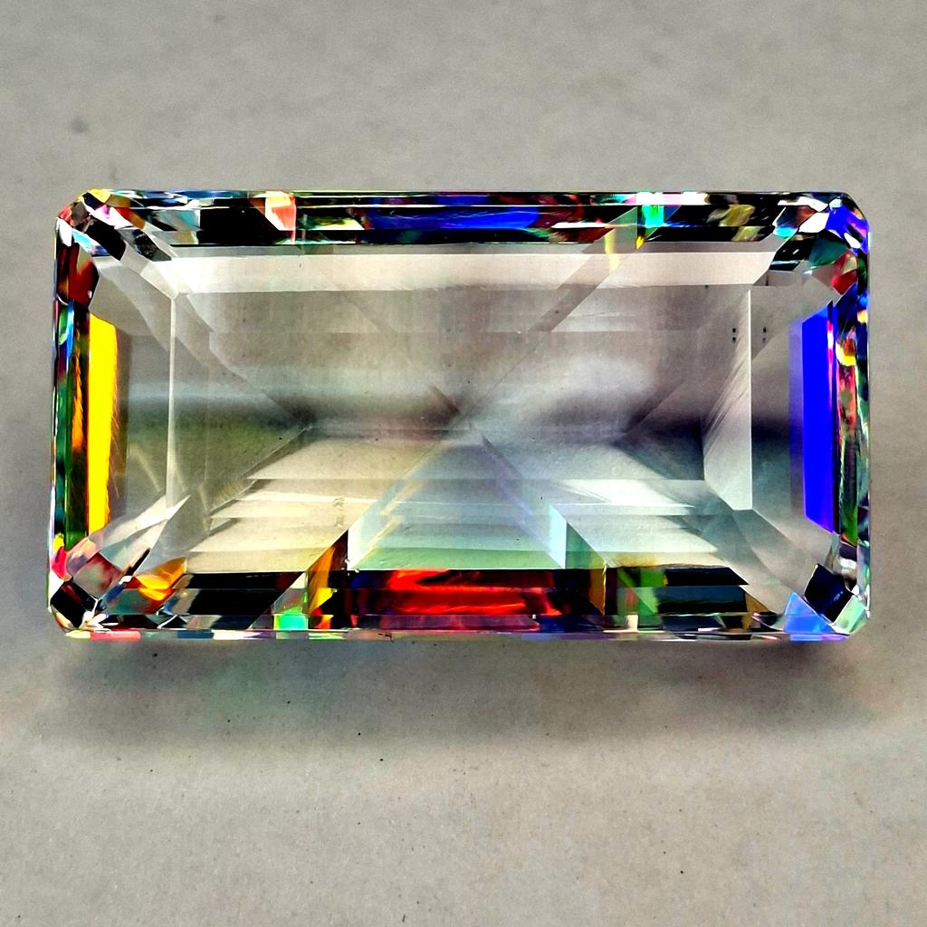 Fabulous Natural Mystic Topaz 180-182 Ct Emerald Cut Certified Loose Gemstone
