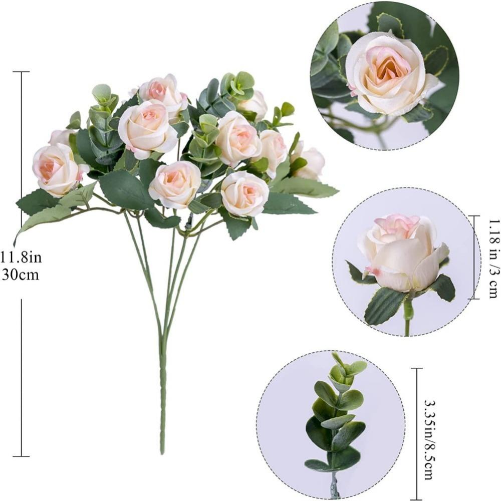 1 шт. 11 головок искусственный цветок шелковая роза белый листья эвкалипта букет пионов искусственный цветок для свадебного стола вечеринки вазы домашнего декора