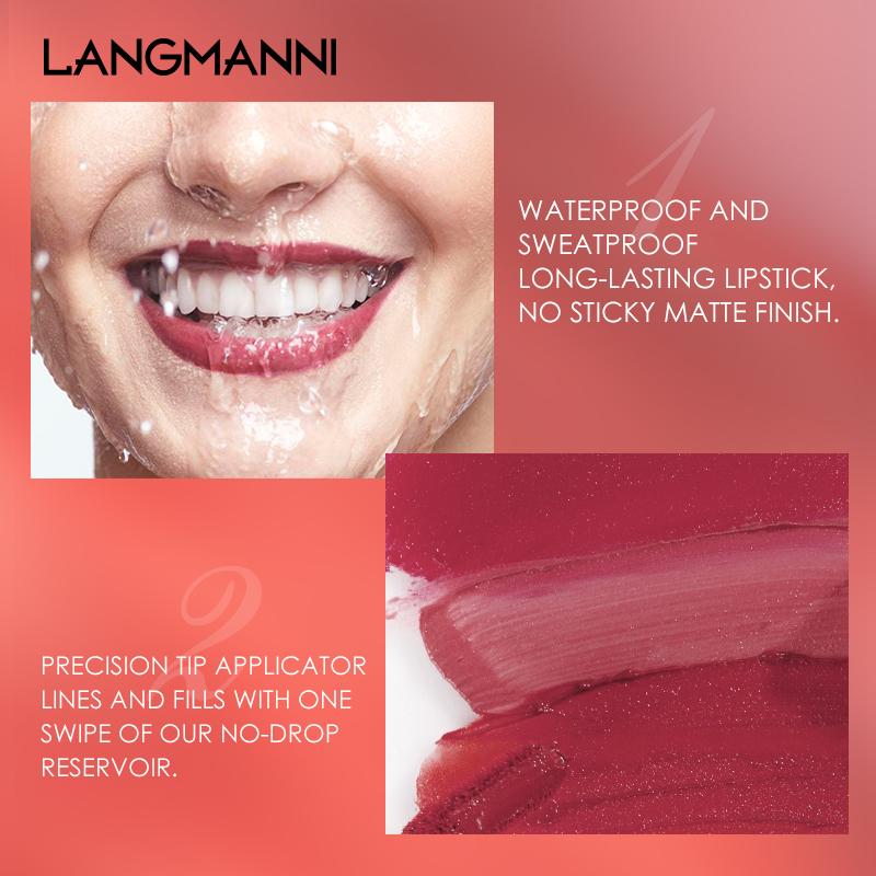 Langmanni Lip Gloss Lip Liner Set 2 Sets Non-sticky Cup Matte Lip Gloss Set