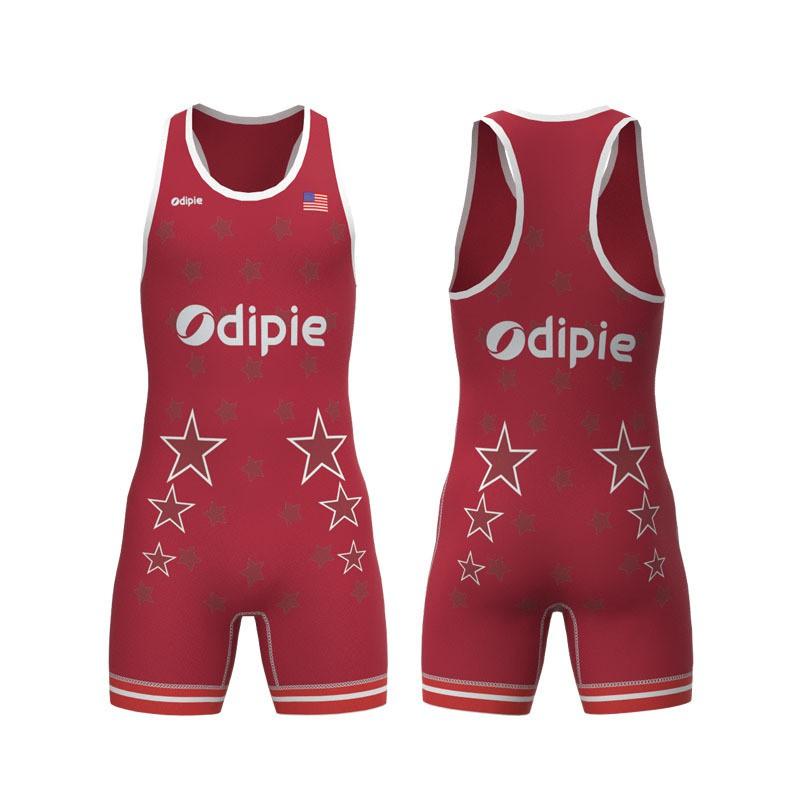 Mens Womens Freestyle Wrestling Singlet With Heat Transfer Print Stretch Lycra Athletic Suit Training Competition