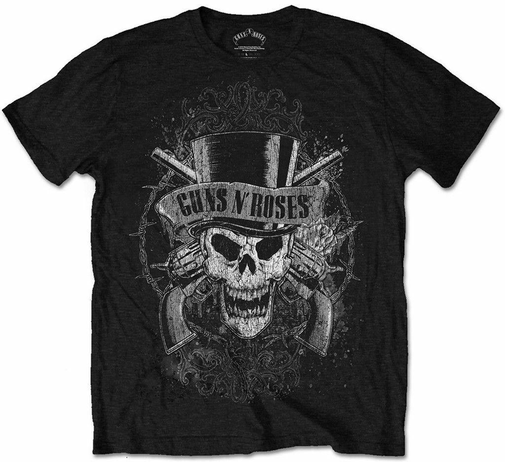 Official Guns N Roses T Shirt Faded Skull Black Classic Rock Band Mens Tee Slash Unisex T-Shirt
