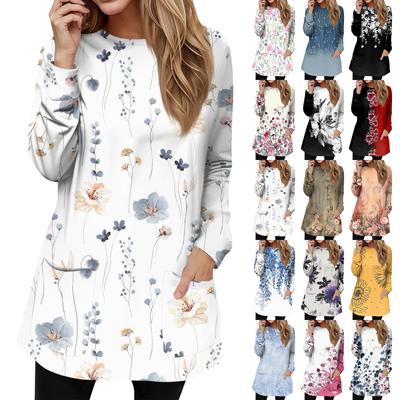 Женская толстовка, пуловер, спортивная одежда, карман, принт, повседневный топ с круглым вырезом и длинными рукавами