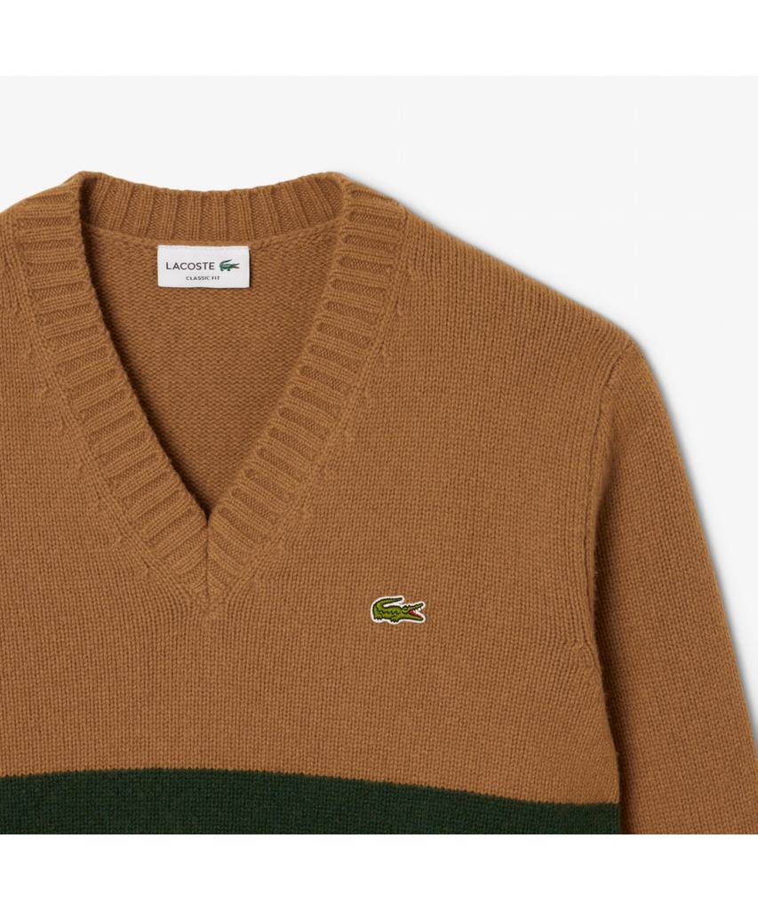 LACOSTE Men'S Striped V-Neck Sweater Ah5180-55N 9Iq