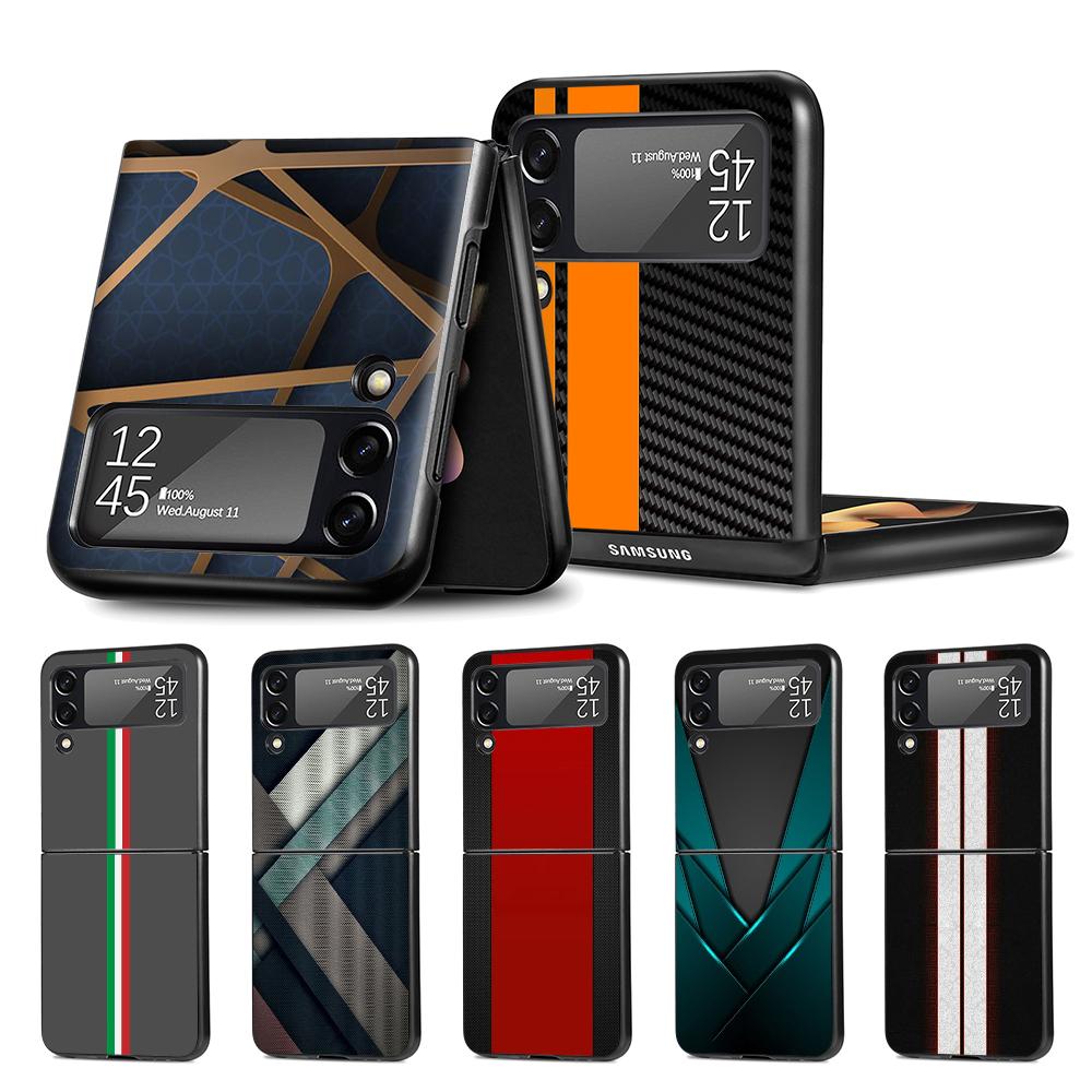 Чехол для мобильного телефона Samsung Galaxy Z Flip4 Flip3 5G черный чехол Z Flip 3 жесткий ПК роскошный чехол Zflip3 Funda Capa Car Carbon Fibre