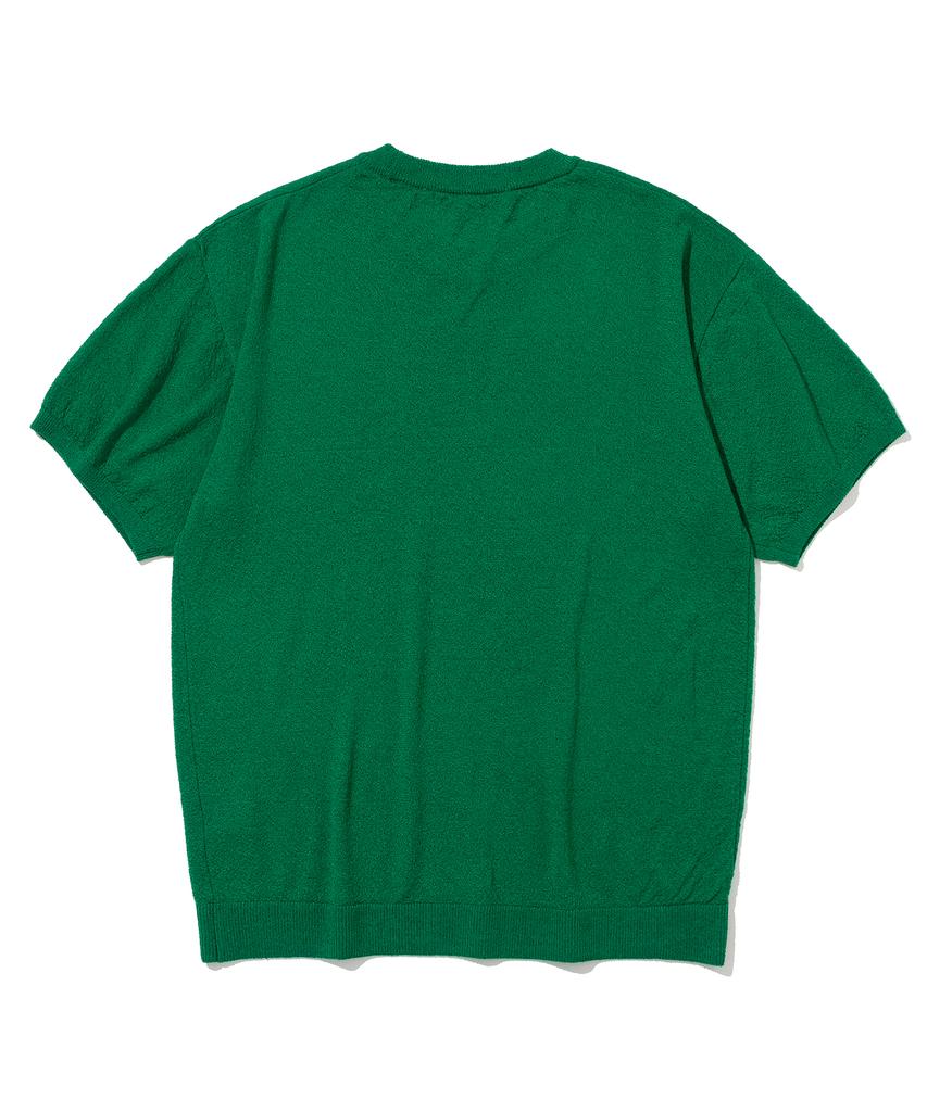 KNITTED Cool Summer Essential Round Short Sleeve Knit Tee Green