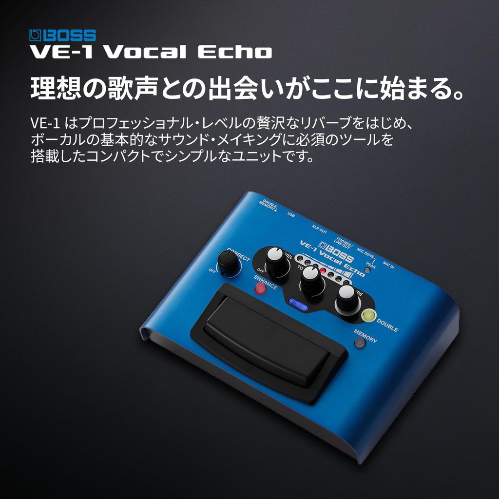 BOSS Vocal Echo with Dual Power Pitch and Live Vocal Effects VE-1 Battery/AC Supply, Reverb, Correction,