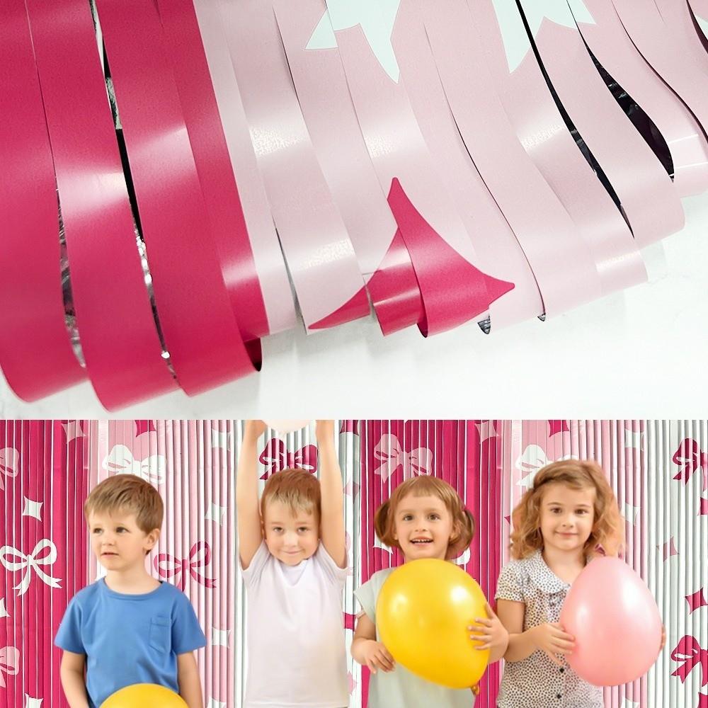 Love Heart Valentine's Day Rain Curtain Bowknot Plastic Valentine's Day Party Backdrop 2M DIY Streamers Hanging Curtains