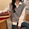 Loose Casual V Neck Sleeveless Pullover Vest Women Knit Waistcoat Sweater Spring Autumn Layering Top