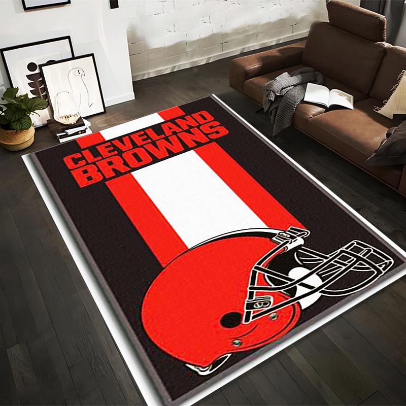 Cleveland Browns Helmet Design Rug, Non-slip rug suitable for living room and bedroom sofas sofas