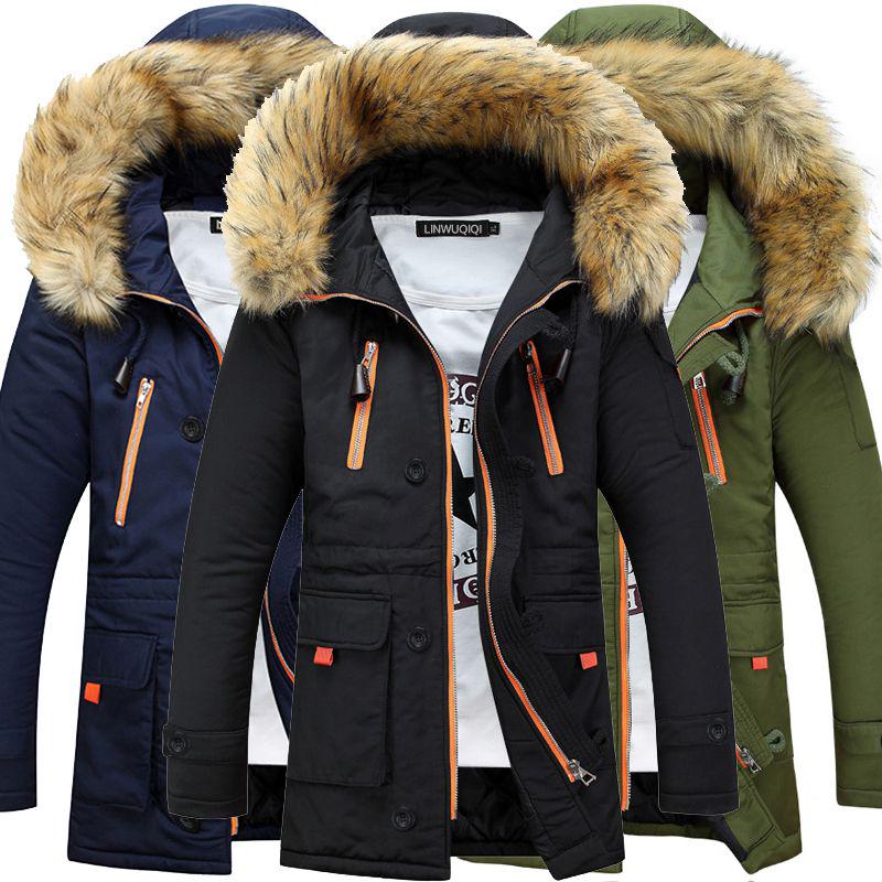 Luxurious Mens Trench Coat With Fur Hood Warm Winter Parka For Outdoor Adventures