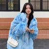 Winter Tie-dye Fur Rabbit Fur Jacket Medium and Long Large Size Lapel Women's Clothing Zipper Printing Plush Clothes Thick