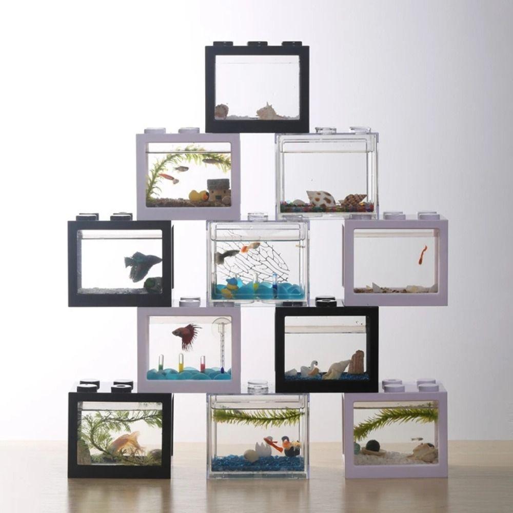 USB Маленький Эко Цилиндр со Светодиодной Лампой Микро Ландшафтная Коробка Мини Аквариум Аквариум Чайный Столик