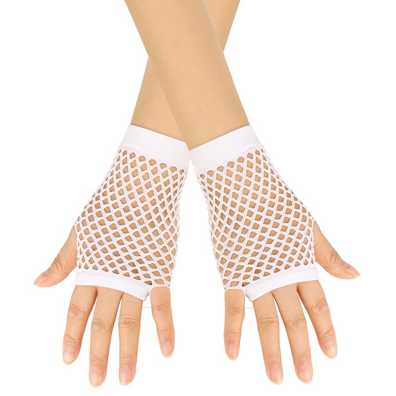 1Pair Womens Short Fishnet Net Gloves Fingerless Mesh Gloves Punk