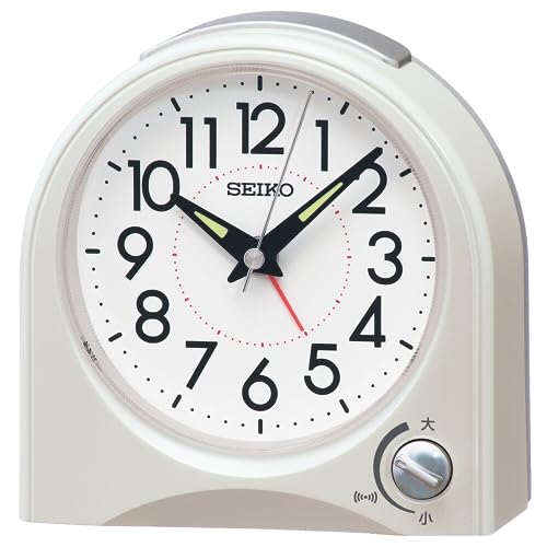 Seiko Clock Alarm Clock, Table Clock, Analog, White Pearl, 115 x 115 x 55 mm, KR520W