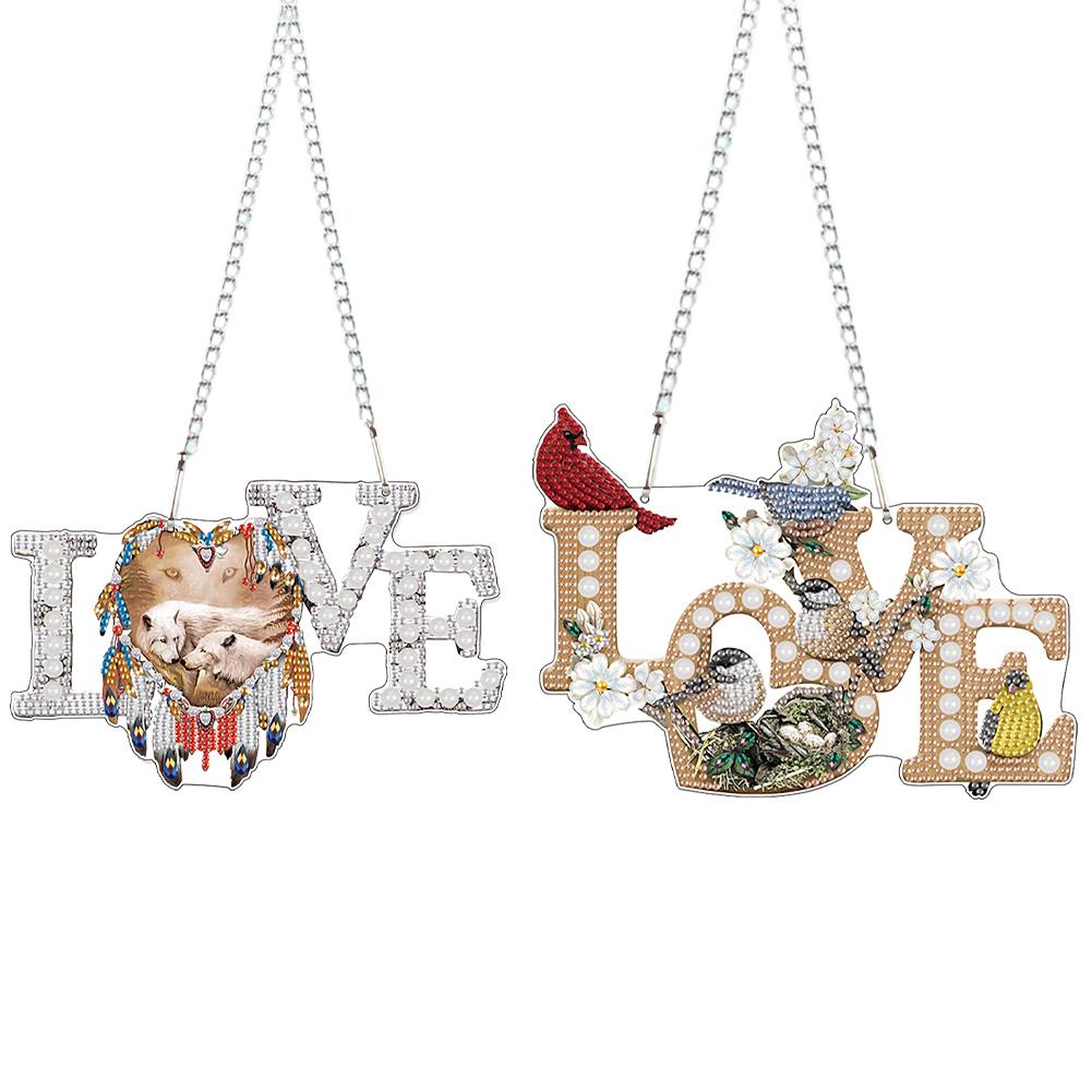 2 шт. 2D Плоские DIY Стразы Алмазное Искусство Подвески на Окно Набор для Алмазной Живописи Специальной Формы Искусство для Подвешивания на Окно для Домашнего Декора