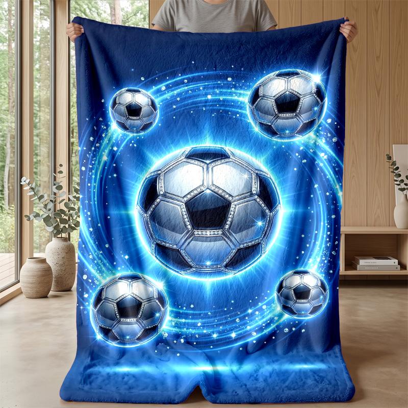 Soccer Ball Lightning Energy Theme blanket Lightweight Warm Flannel Blanket Decorative Throw Blanket for Home Decoration