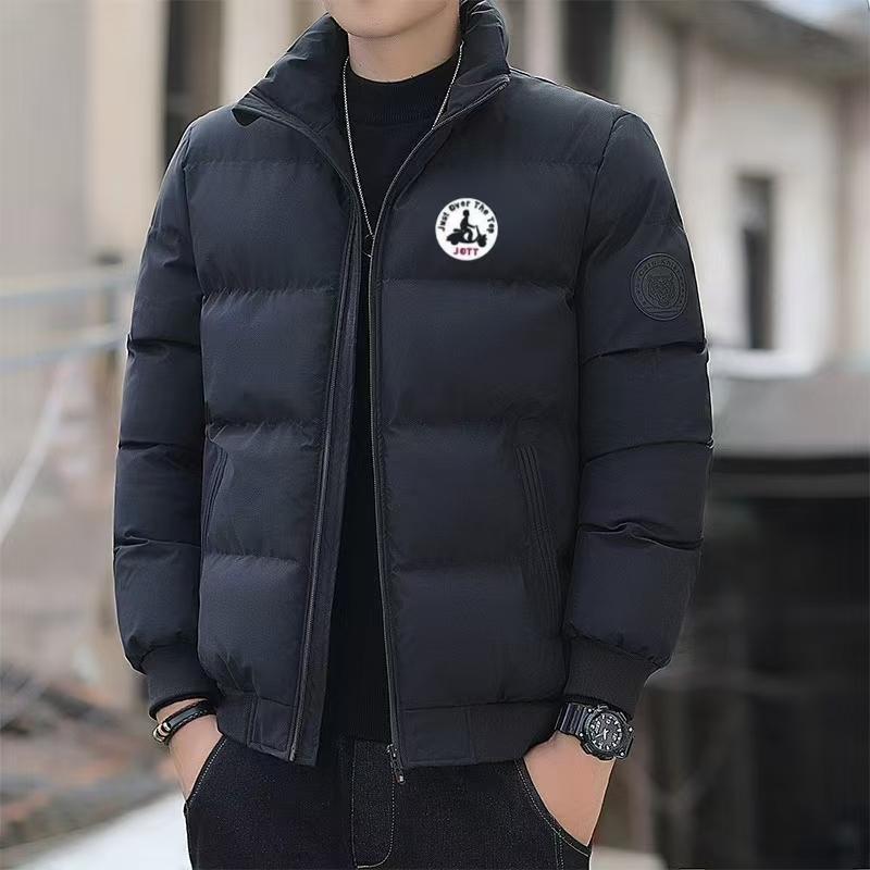 Cross Border Men's High Neck Winter Warm Thick Fashionable Printed Silk Cotton Jacket