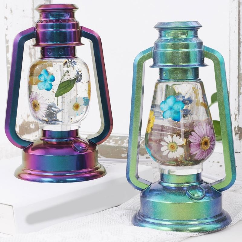 Artistic Resin Casting Mold Flexible Reusable Moulds Resin Oil Lamp Silicone Molds for Making Bedside Camping Lights