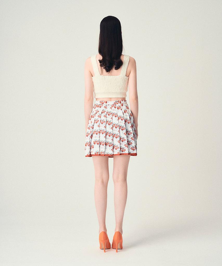 Aiseugadeuneiogongpal Frosty Holly Berries Pleated Skirt