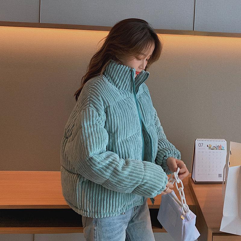 Осенне-зимняя куртка, короткая, корейская, вельветовая, верхняя одежда, женское, пуховое, хлопковое, пальто Parker, повседневное, теплое, женское, студенческое, пальто