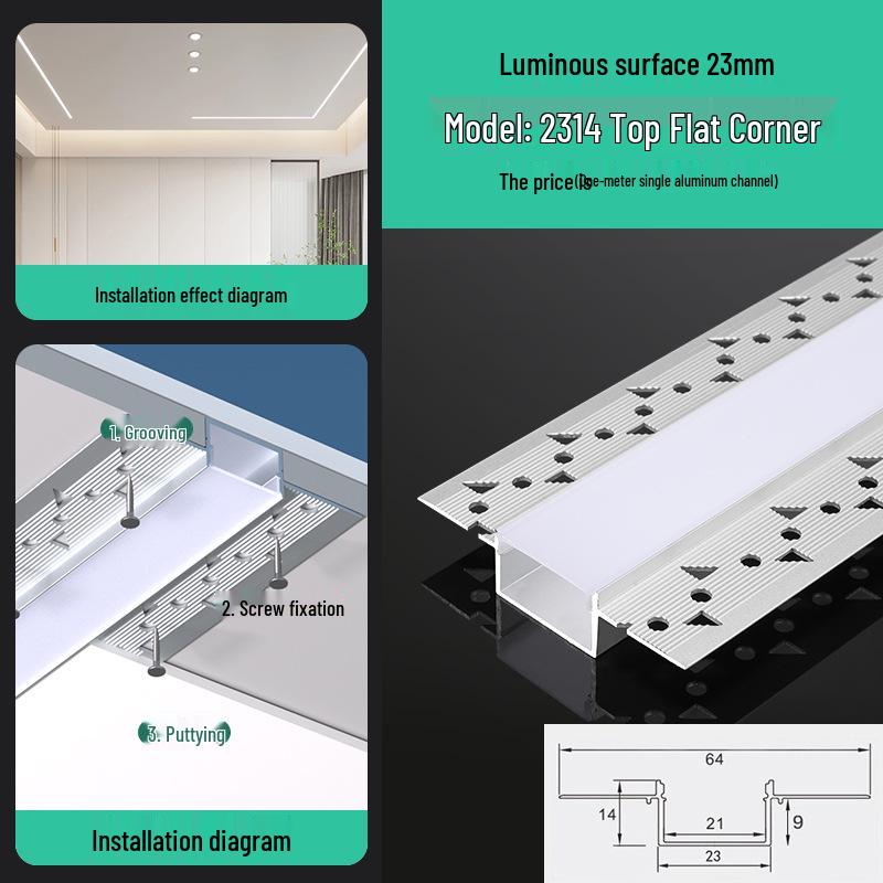 Seamless Linear Recessed LED Light Channel - Aluminum Strip Slot Design