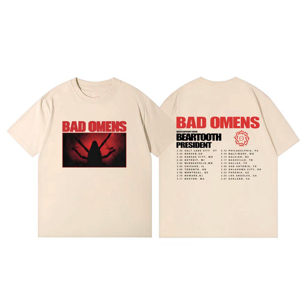 Bad Omens Tour 2026 Merch Tshirts Men Women Clothing Fashion Rock Tshirt Summer Casual Loose Short Sleeve Tshirts Streetwear