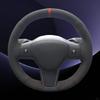 Hand Stitched Black Breathable Soft Suede Leather Model Y 2017- Steering Wheel Cover For Tesla Model 3 Car Accessories