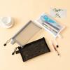 Clear Mesh Pencil Bag Large Capacity Students Stationery Pen Case Zipper Bag Multipurpose Portable Travel Cosmetic Storage Pouch Office School