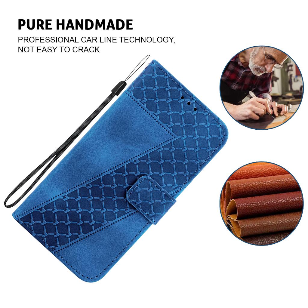 For Motorola Moto G86 5G Stand Case 7-Shaped Pattern Imprint Leather Phone Cover with Strap