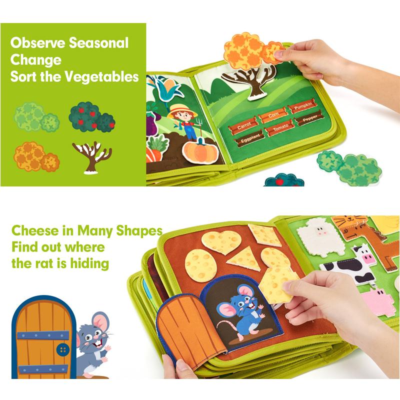 Montessori Toys Busy Book for Toddlers Farm Animal Storytelling Busy Board Kids Fine Motor Early Education Toys Travel Gifts