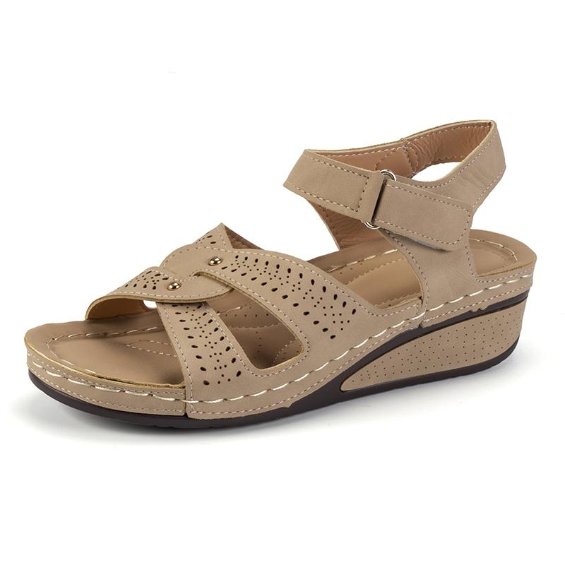 36-43 ярда новые большие сандалии женские дышащие удобные плоские сандалии с наклонным каблуком с открытым носком на липучке