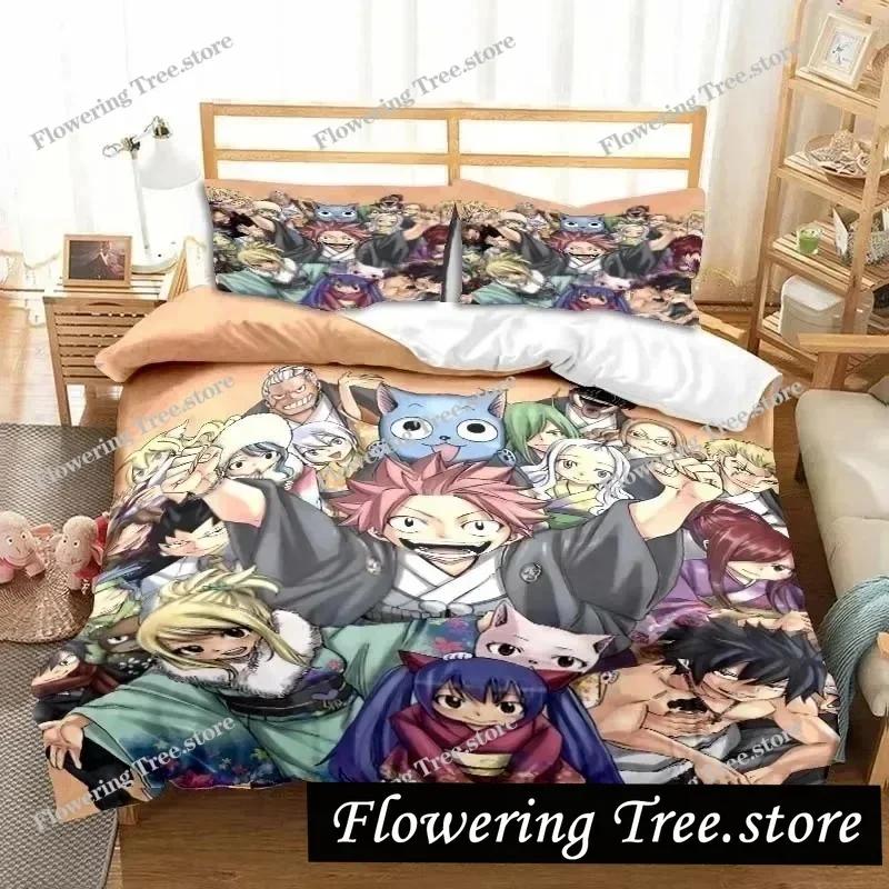3D аниме Fairy Tail комплект постельного белья кровать из трех предметов пододеяльник односпальная двуспальная кровать пододеяльник размера Queen размер комплект для взрослых мальчиков спальня