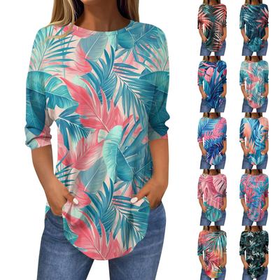 Женские футболки с рукавами 3/4, однотонные пуловеры, летние весенние топы, блузки