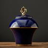 Tea can large creative red sealed storage tank gift box gold-plated European ceramic tea packaging tank