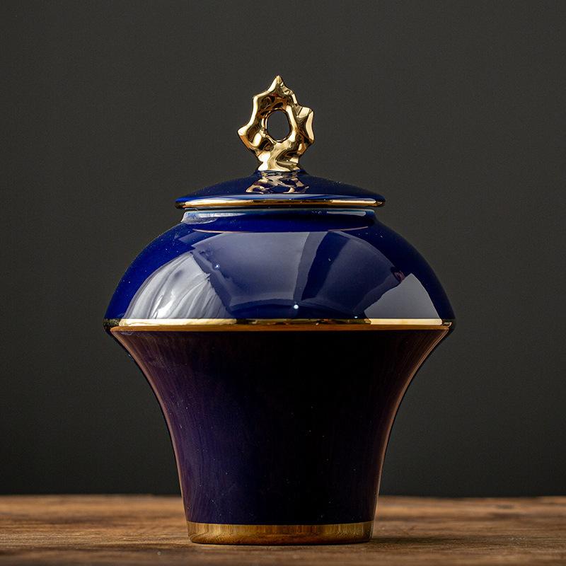Tea can large creative red sealed storage tank gift box gold-plated European ceramic tea packaging tank