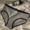 Sporty Minimalist Women's Mid-Rise Black & White Cotton Triangle Underwear