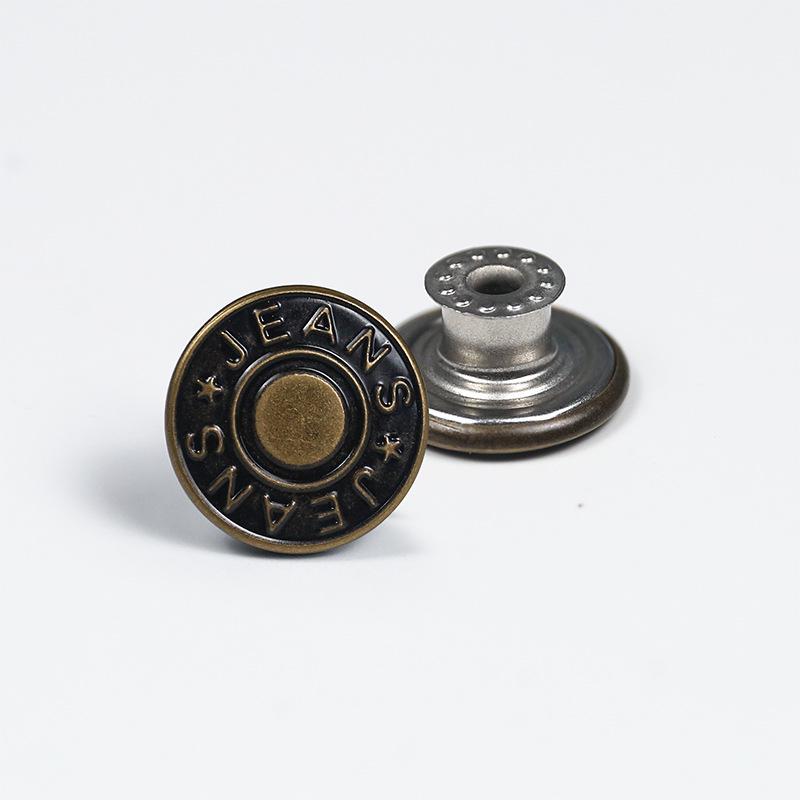 Античная бронза гладкая металлическая пуговица-гвоздик для джинсов, курток и комбинезонов с гравировкой