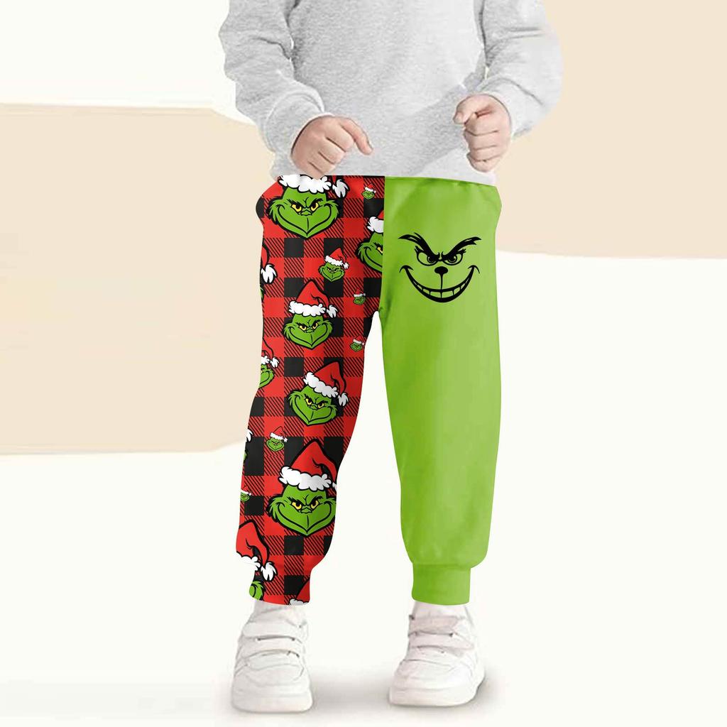 Kids' Fashion Christmas Print Loose-Fit Waistband Casual Sweatpants
