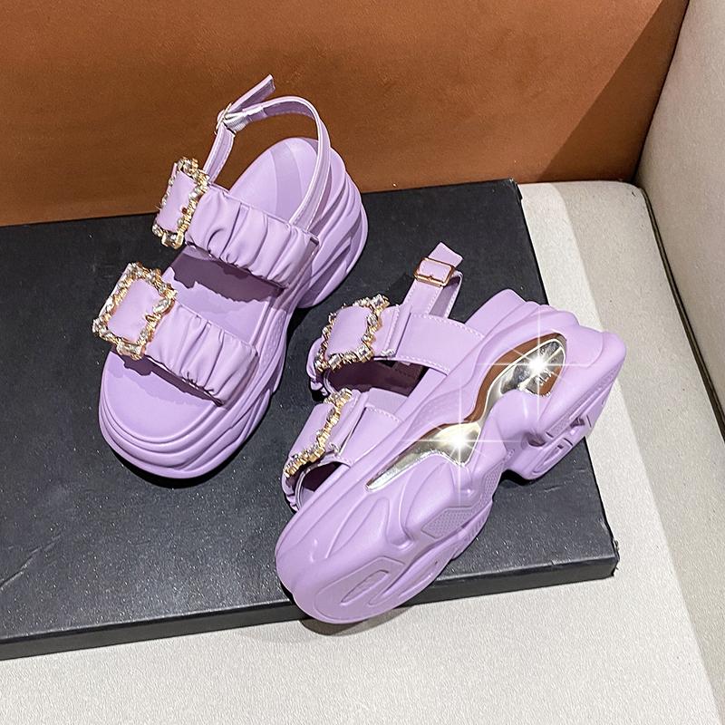 TUINANLE Летние женские сандалии на высоком каблуке, женская обувь на массивном каблуке, на платформе, на танкетке, милые сандалии, увеличивающие рост