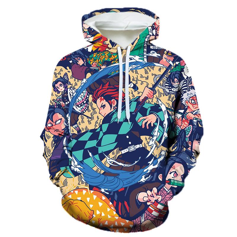 Толстовки с 3D-принтом, аниме-толстовки с капюшоном Demon Slayer, детские новинки, унисекс, топы, удобные, осенне-зимние, с длинным рукавом, пуловер