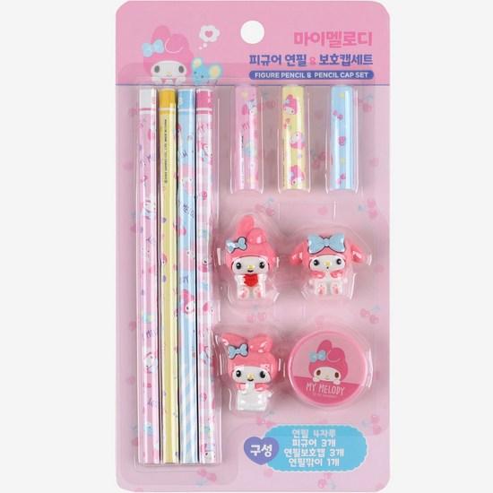 Sanrio My Melody Figure Pencil & Protective Cap Set, Pink (Random Delivery), 1 Set, a Popular Character In Korea