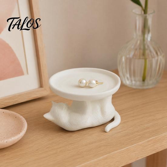 Talos 3D-печатный поднос-лежанка для кошки, милый держатель для колец и органайзер для сережек на туалетный столик, декоративная кошачья шкатулка для браслетов