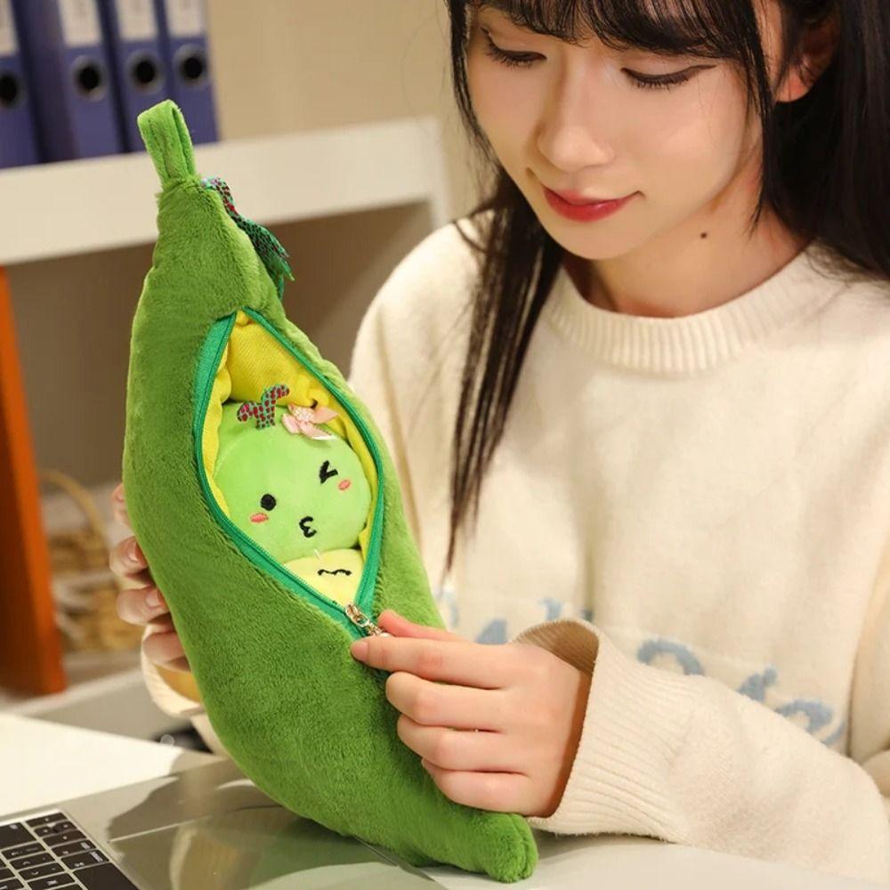 Caterpillar Simulation Pea Pod Plush Doll Fluffy Kidney Bean Plush Toy  Couple gift
